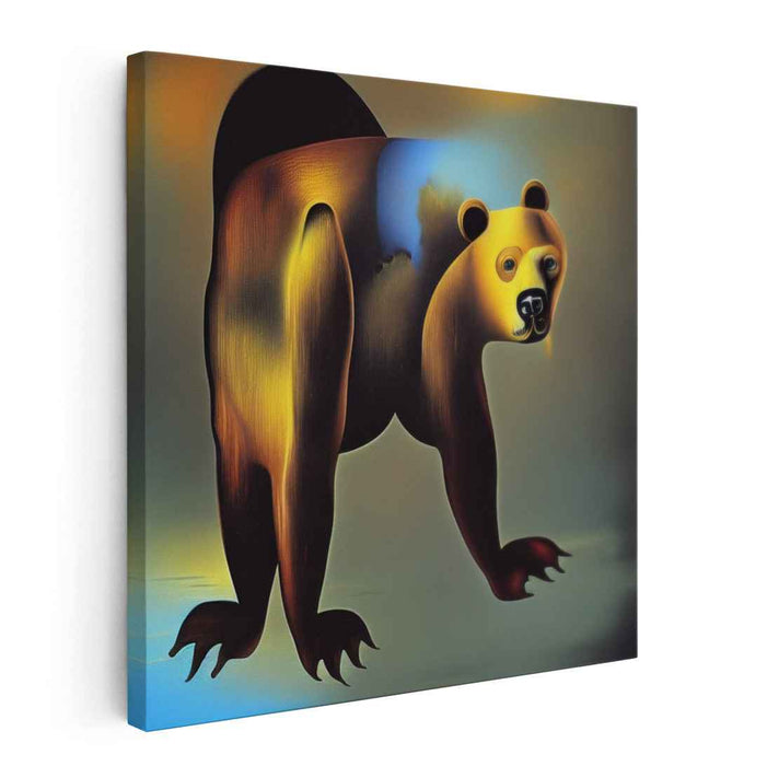 Mystical Aura Bear: Surreal Golden-Hued Canvas Art Print