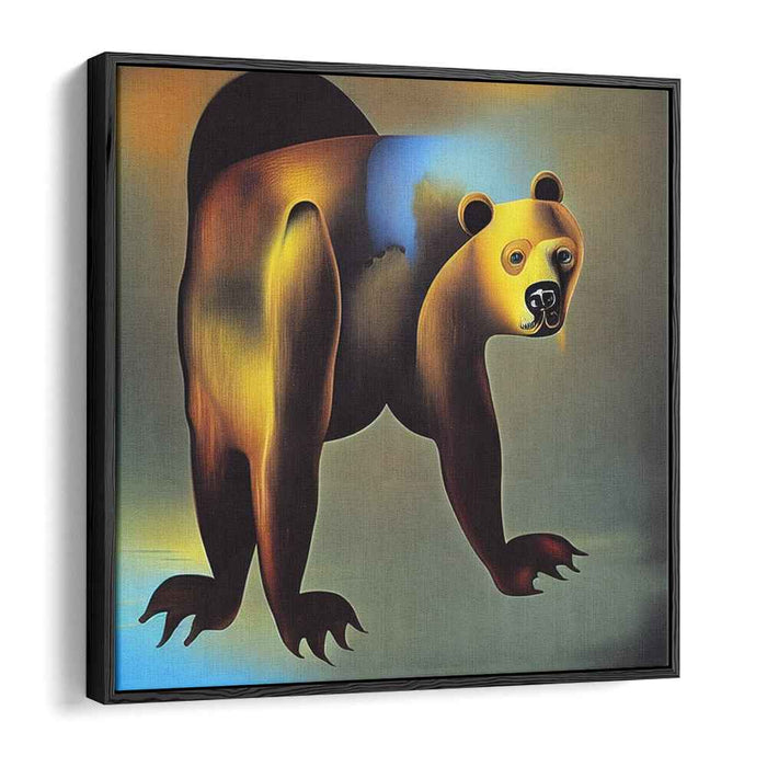 Mystical Aura Bear: Surreal Golden-Hued Canvas Art Print