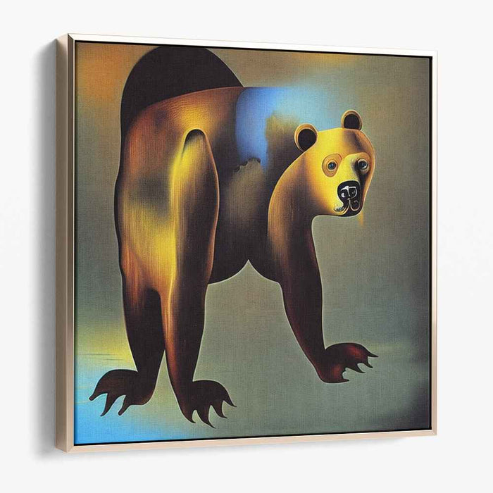 Mystical Aura Bear: Surreal Golden-Hued Canvas Art Print
