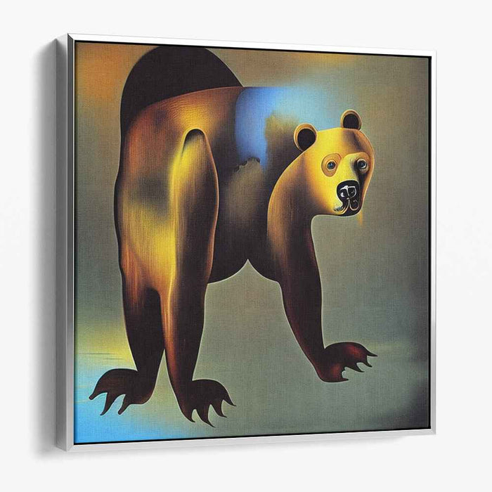 Mystical Aura Bear: Surreal Golden-Hued Canvas Art Print
