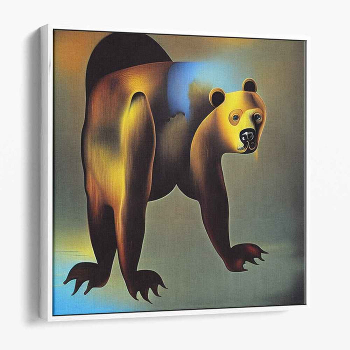 Mystical Aura Bear: Surreal Golden-Hued Canvas Art Print
