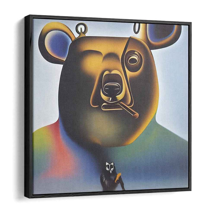Whimsical Bear and Raccoon: Surreal Pop Art Canvas Print