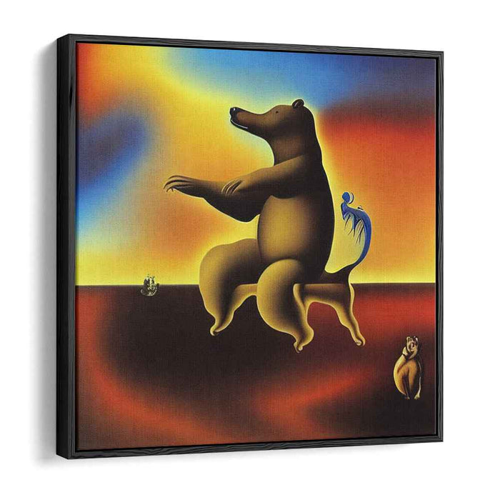 Playful Encounter: Surreal Bear and Bird Canvas Art