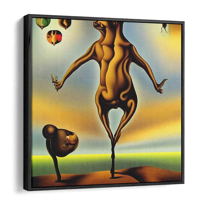 Surreal Balancing Act: Dreamlike Creature in Vivid Hues Canvas Art Print