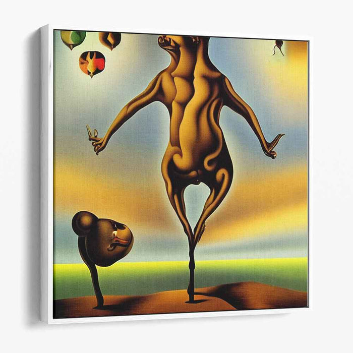 Surreal Balancing Act: Dreamlike Creature in Vivid Hues Canvas Art Print