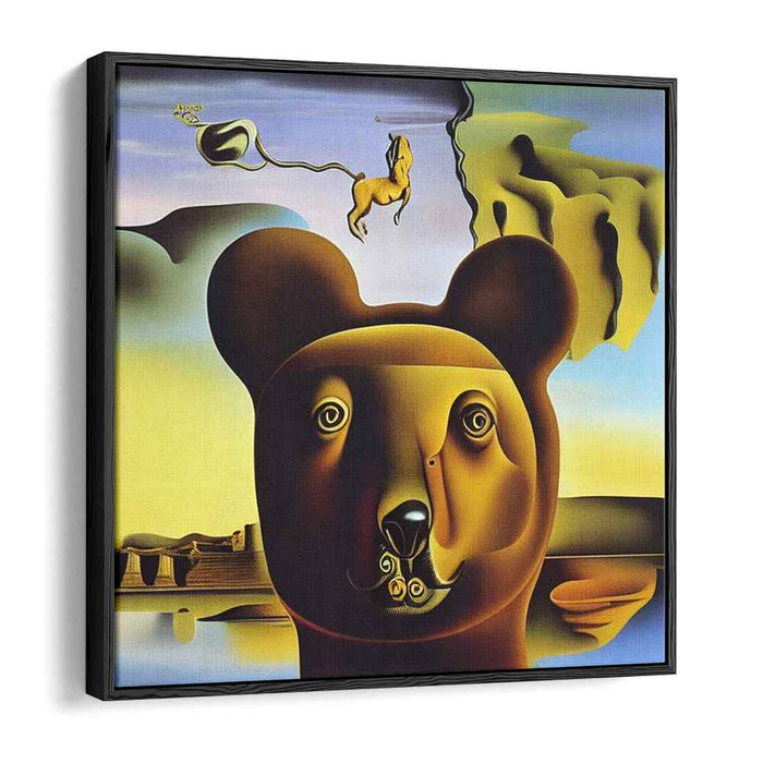 Enigmatic Creatures Embrace Infinity: Surreal Bear and Floating Horse Canvas Art