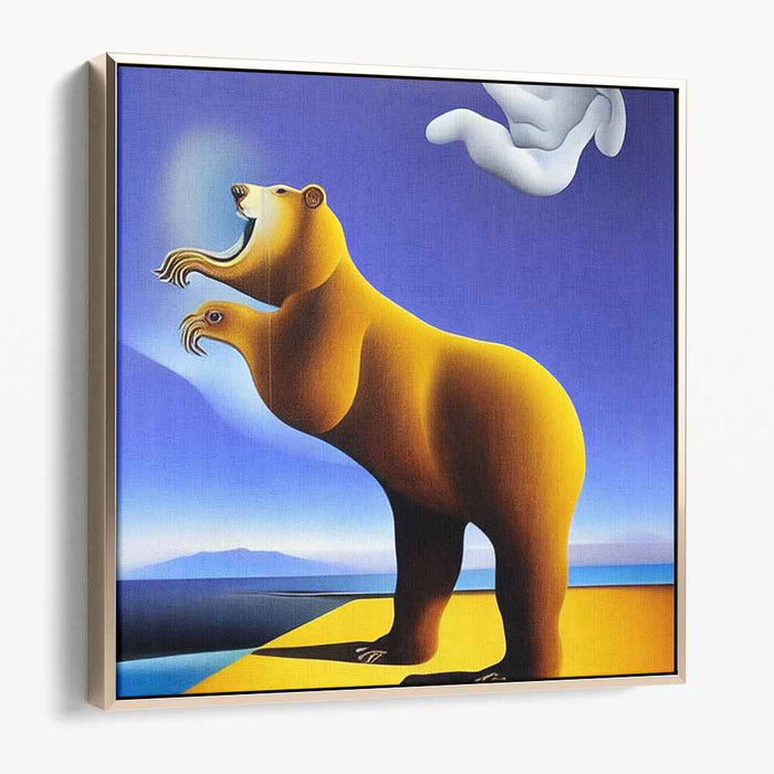 Surreal Transformation: Bear and Bird Fantasy Canvas Art Print