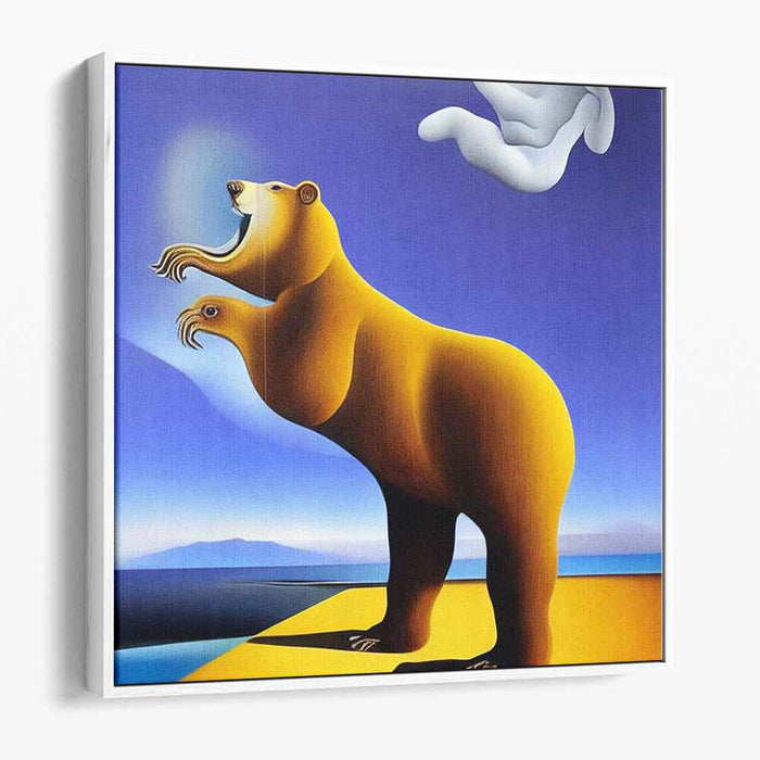 Surreal Transformation: Bear and Bird Fantasy Canvas Art Print