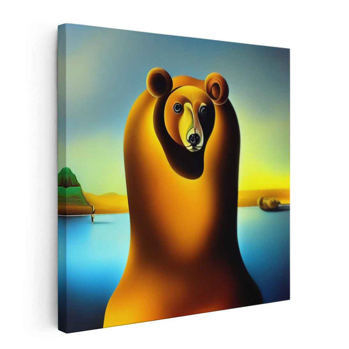 Mystical Sunset Bear: Surreal Landscape with Anthropomorphic Animal