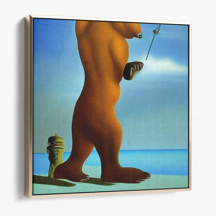 Bear's Blossom Mirage: Surreal Bear with Flower Canvas Art Print