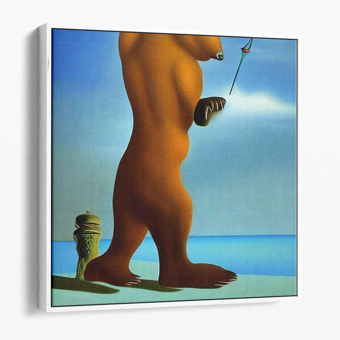 Bear's Blossom Mirage: Surreal Bear with Flower Canvas Art Print