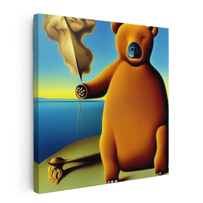 Whimsical Surrealist Bear: Dreamy Oceanic Canvas Art Print