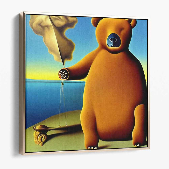 Whimsical Surrealist Bear: Dreamy Oceanic Canvas Art Print