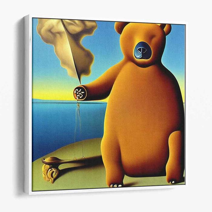 Whimsical Surrealist Bear: Dreamy Oceanic Canvas Art Print