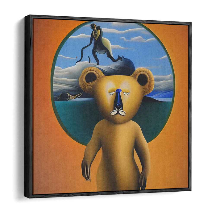Mystical Realms: Surreal Golden Bear and Dreamy Seascape Canvas Art