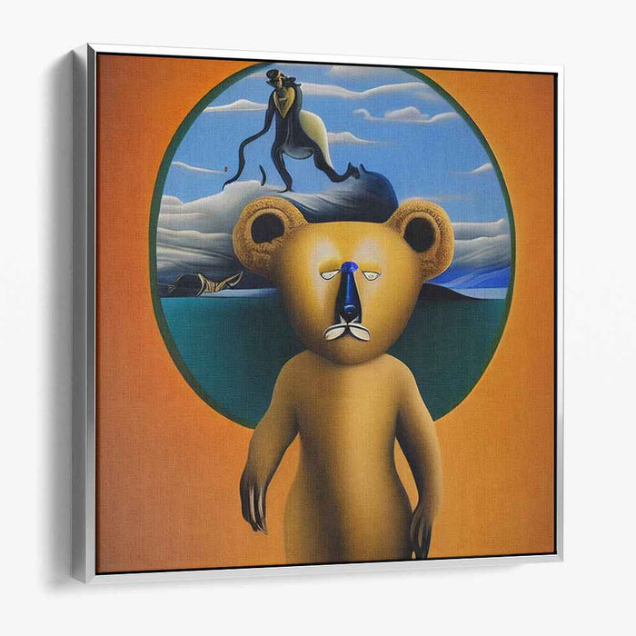 Mystical Realms: Surreal Golden Bear and Dreamy Seascape Canvas Art