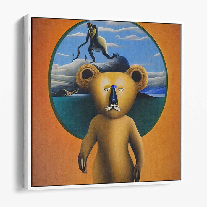 Mystical Realms: Surreal Golden Bear and Dreamy Seascape Canvas Art