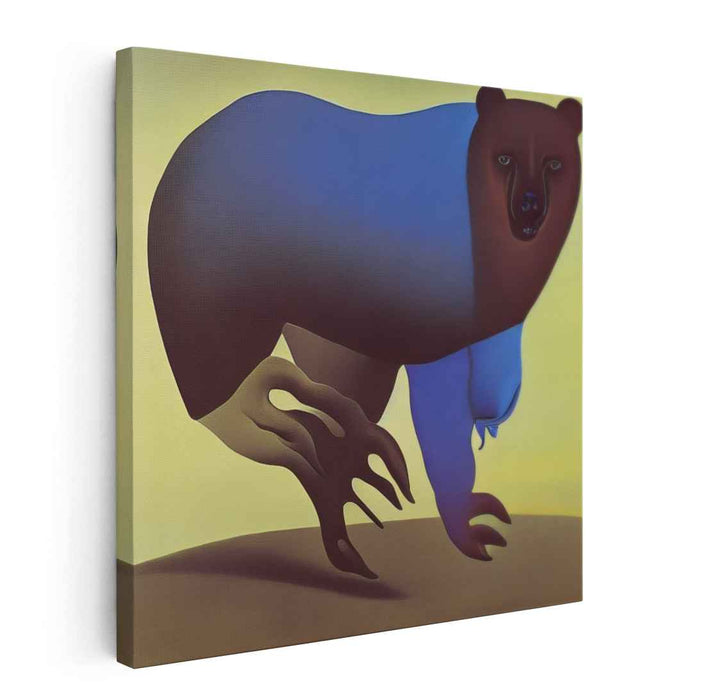Mystic Journey: Surrealist Blue Bear in Motion Canvas Art