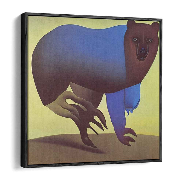 Mystic Journey: Surrealist Blue Bear in Motion Canvas Art