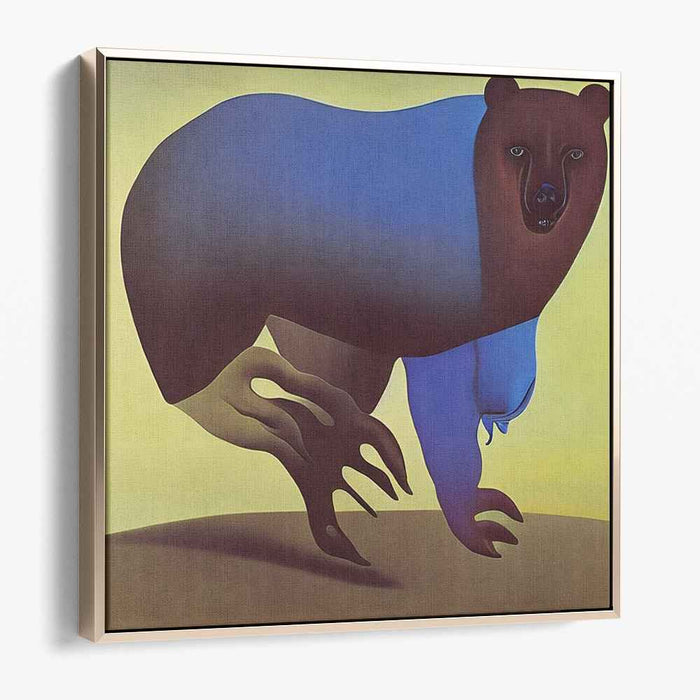 Mystic Journey: Surrealist Blue Bear in Motion Canvas Art