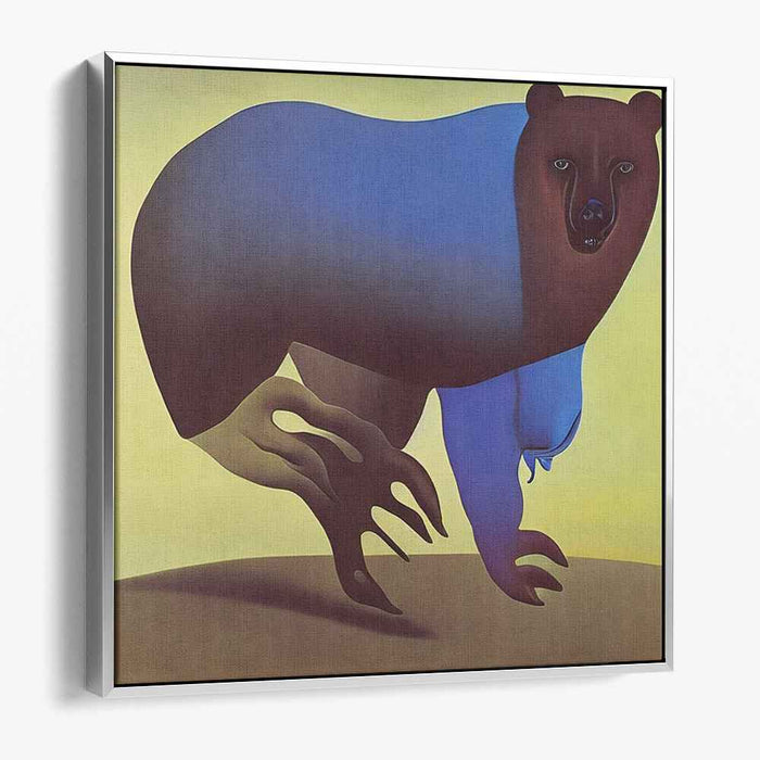 Mystic Journey: Surrealist Blue Bear in Motion Canvas Art