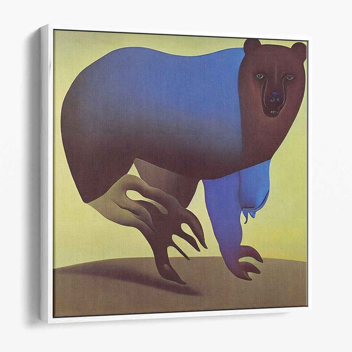 Mystic Journey: Surrealist Blue Bear in Motion Canvas Art