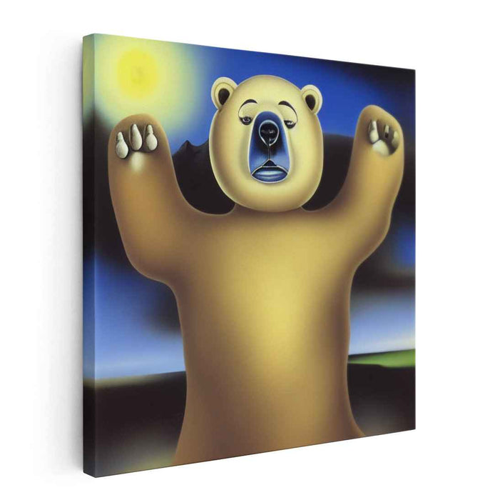 Mystical Midnight: Surreal Polar Bear in Moonlit Reverie Canvas Art