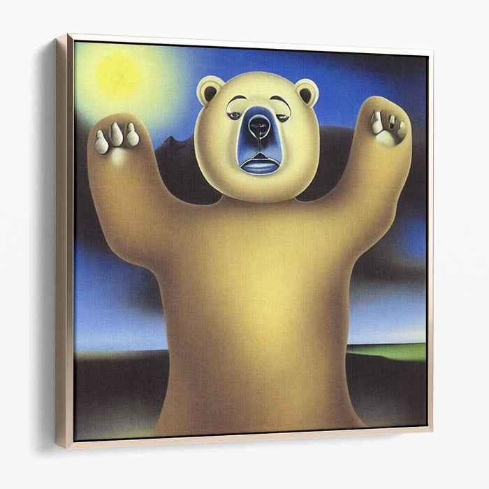 Mystical Midnight: Surreal Polar Bear in Moonlit Reverie Canvas Art