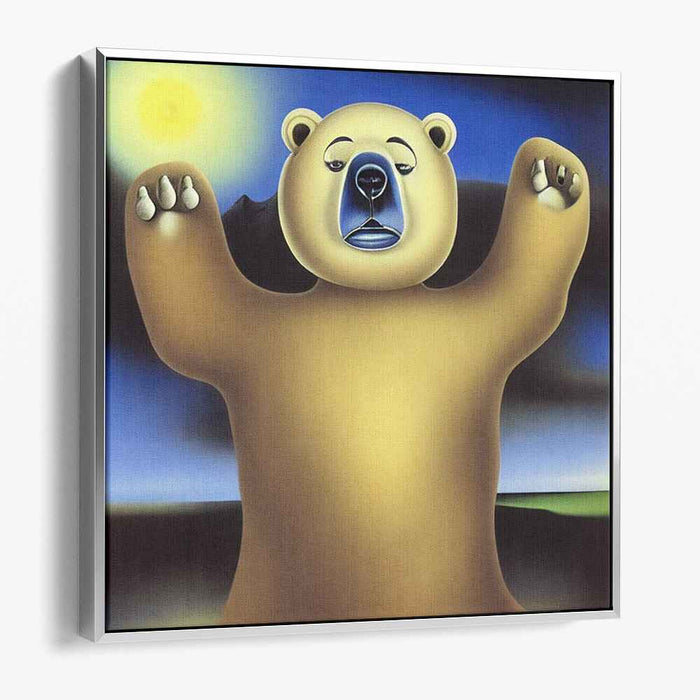 Mystical Midnight: Surreal Polar Bear in Moonlit Reverie Canvas Art