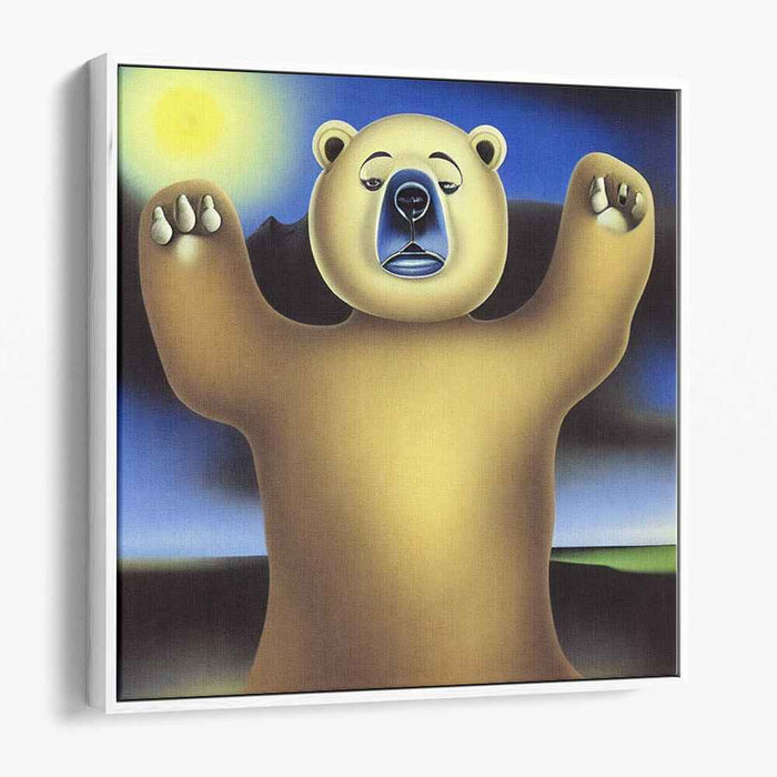 Mystical Midnight: Surreal Polar Bear in Moonlit Reverie Canvas Art