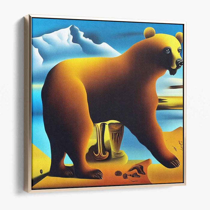 Surreal Vista: Golden Bear and Dreamy Landscapes Canvas Art