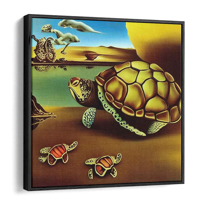 Surreal Turtle Odyssey: Dreamlike Desert Canvas Art Print