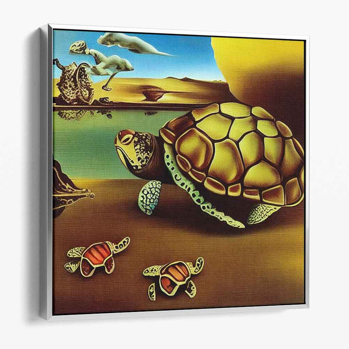 Surreal Turtle Odyssey: Dreamlike Desert Canvas Art Print