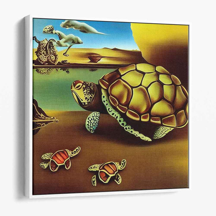 Surreal Turtle Odyssey: Dreamlike Desert Canvas Art Print