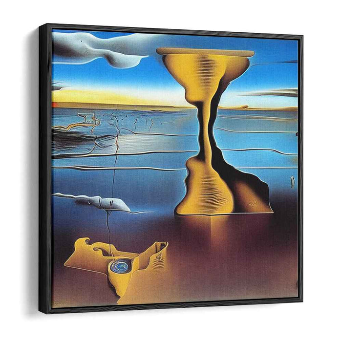 Surreal Melting Hourglass: Dreamscape in Gold and Blue