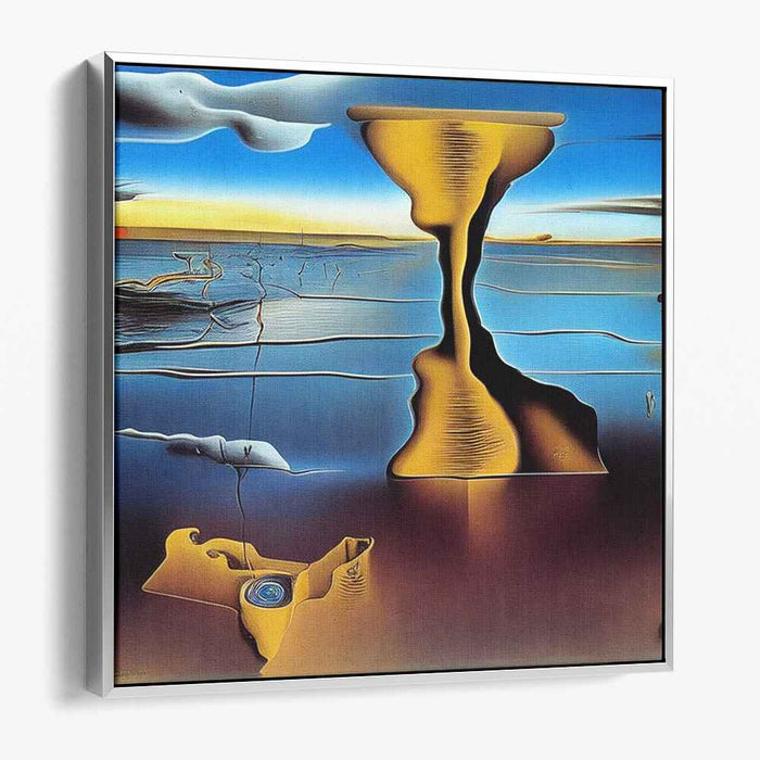 Surreal Melting Hourglass: Dreamscape in Gold and Blue
