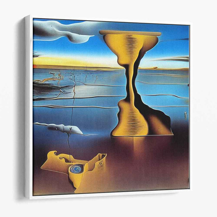 Surreal Melting Hourglass: Dreamscape in Gold and Blue