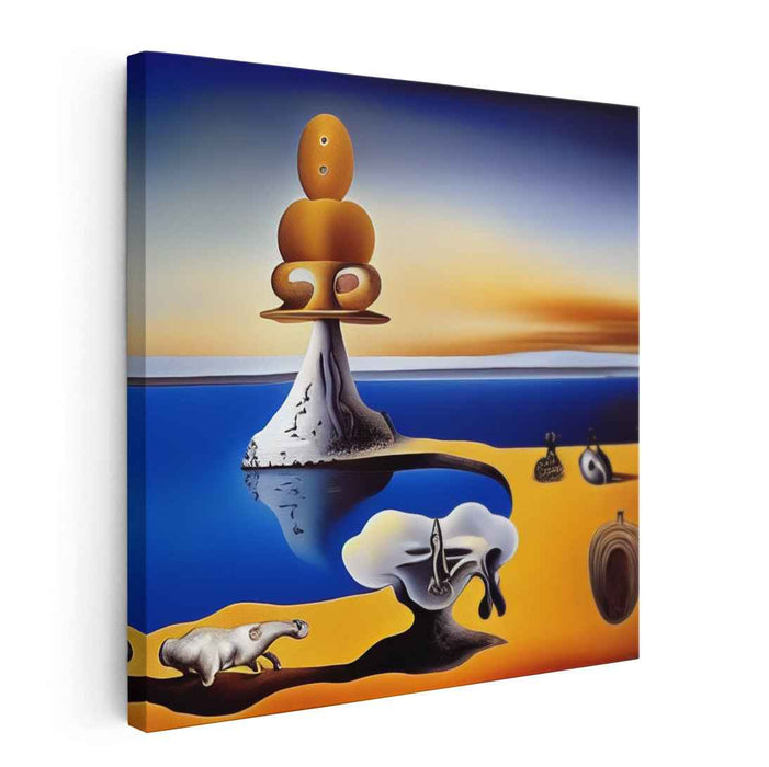 Whimsical Blue Mirage: Surrealist Fantasy in Blue and Gold