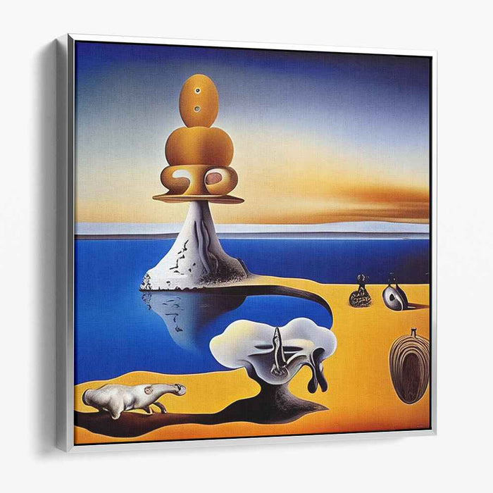 Whimsical Blue Mirage: Surrealist Fantasy in Blue and Gold