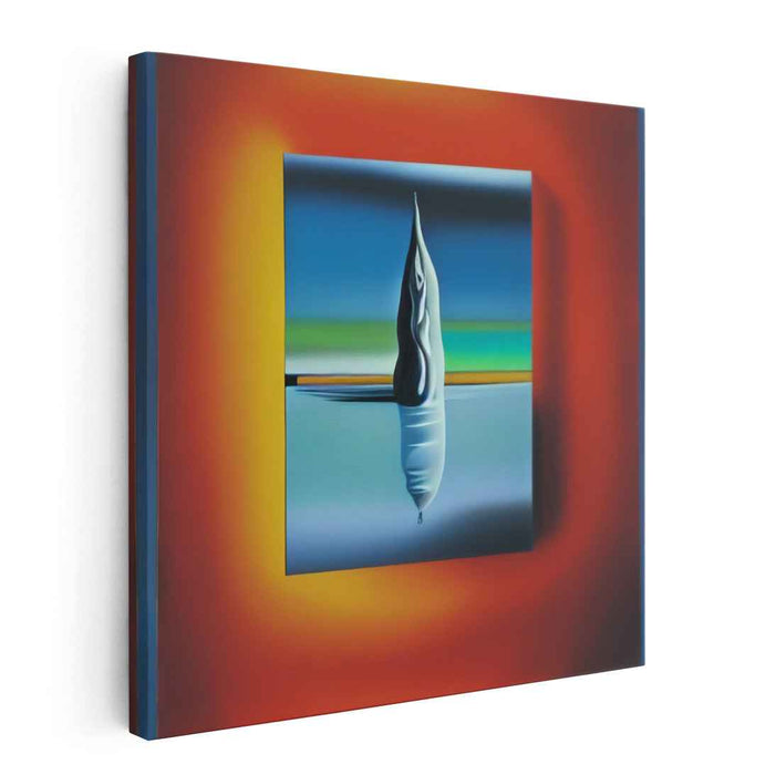 Flame of Tranquility: Surreal Landscape in Vibrant Orange and Cool Blues