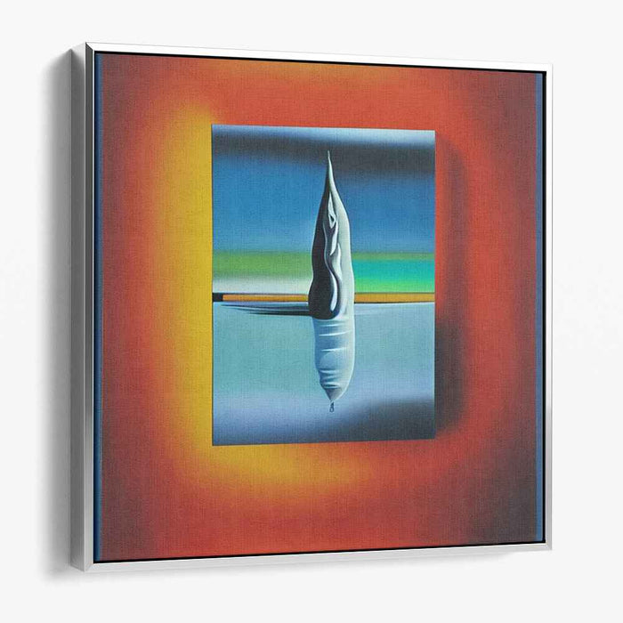 Flame of Tranquility: Surreal Landscape in Vibrant Orange and Cool Blues