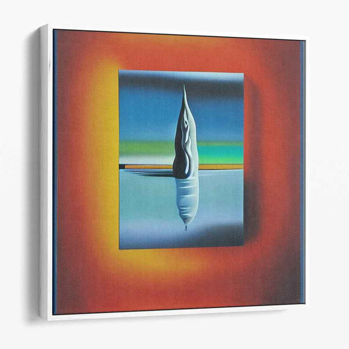 Flame of Tranquility: Surreal Landscape in Vibrant Orange and Cool Blues