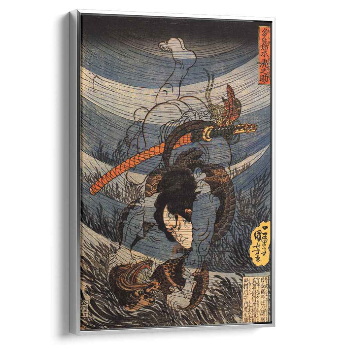 Takagi Toranosuke capturing a kappa underwater in the Tamura river by Utagawa Kuniyoshi