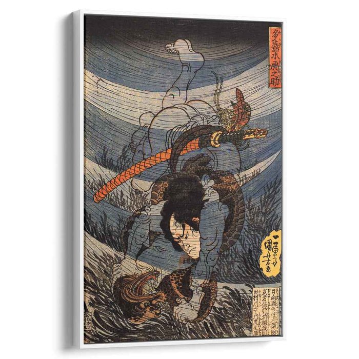 Takagi Toranosuke capturing a kappa underwater in the Tamura river by Utagawa Kuniyoshi
