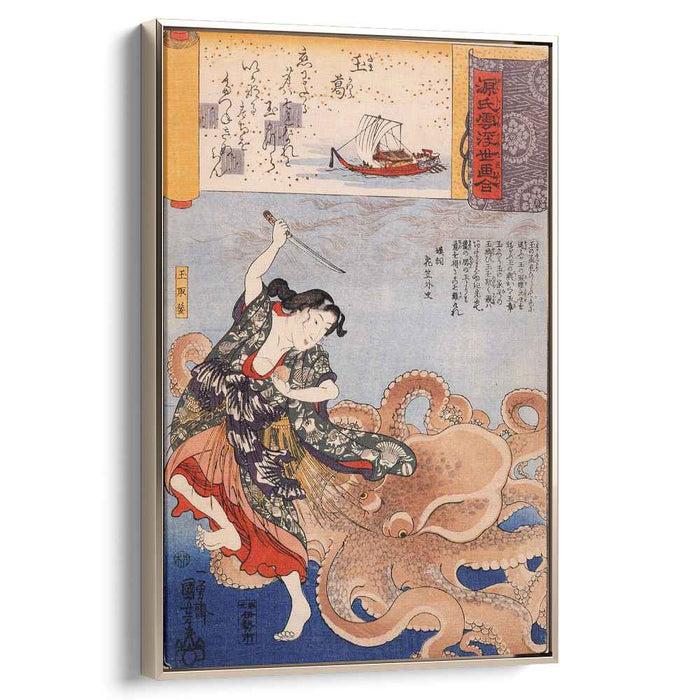 Tamakatzura Tamatori attacked by the octopus by Utagawa Kuniyoshi