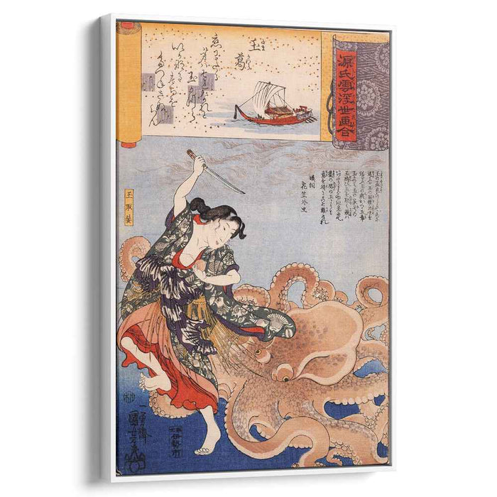 Tamakatzura Tamatori attacked by the octopus by Utagawa Kuniyoshi