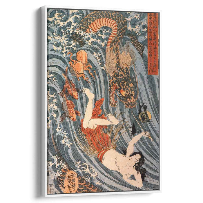 Tamatori being pursued bya dragon by Utagawa Kuniyoshi