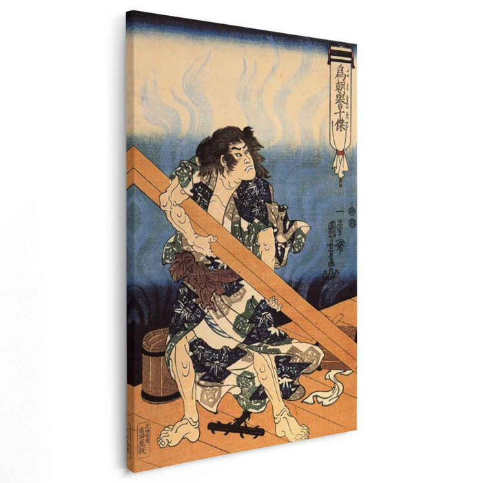 Tametomo lifting a heavy beam by Utagawa Kuniyoshi