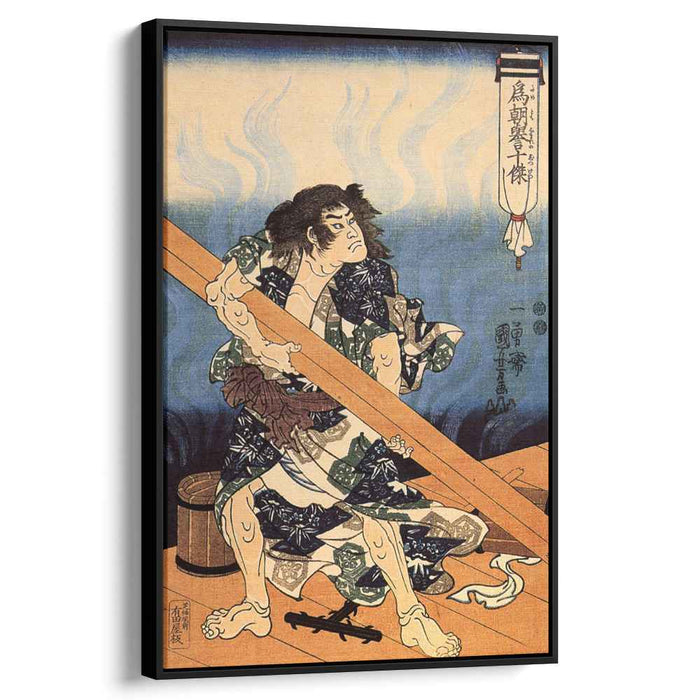 Tametomo lifting a heavy beam by Utagawa Kuniyoshi
