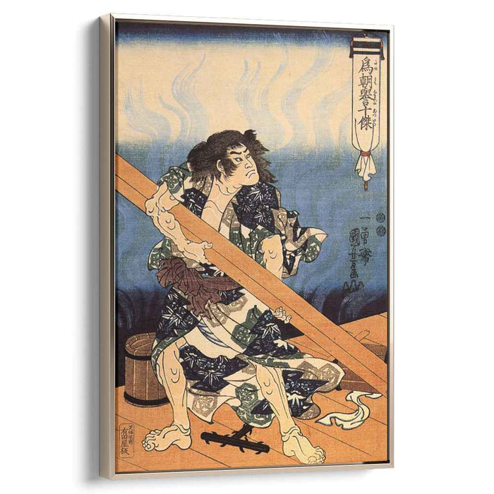 Tametomo lifting a heavy beam by Utagawa Kuniyoshi